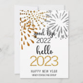 Goede dag 2022 Hallo 2023 Business Festive Firewor Feestdagenkaart (Voorkant)