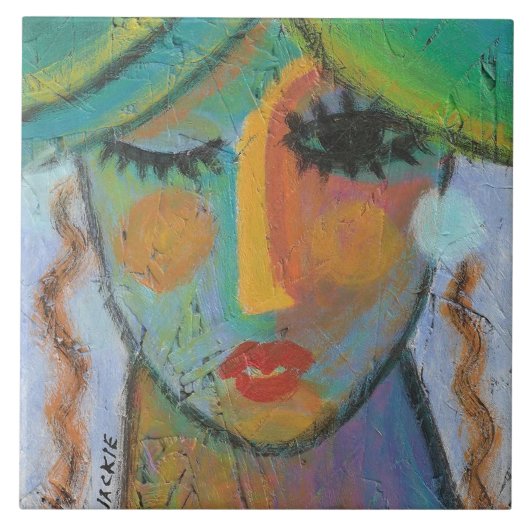 Goede dag Abstracte acrylverf op OSB Tegeltje (Voorkant)