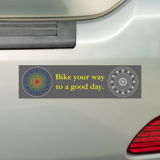 Goede Dag Bumpersticker met Mandala 2 (Op auto)