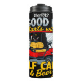 Goede dag: golfkarretjes, bier, plezier thermosbeker (Voorkant)