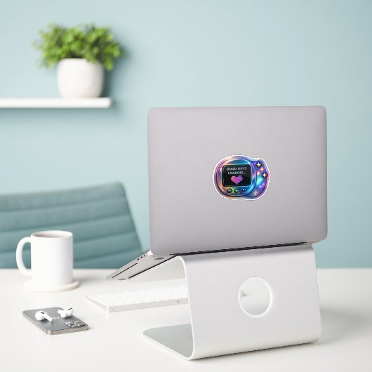 Goede Dag Laadsticker | Positieve Vibes Esthetisch Sticker (Laptop op bureau)