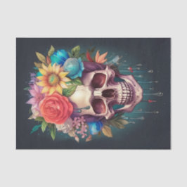 Goede dag om dood te zijn, glimlachende schedel &  tissuepapier