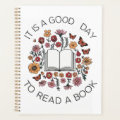 Goede dag om een boek te lezen Floral Canvas tas Planner (Voorkant)