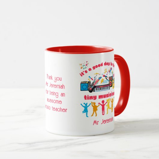 Goede dag om kleine muzikanten MUZIEKLERAAR te ond Mok (Voorkant rechts)