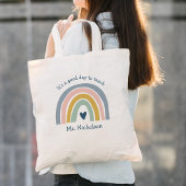 Goede dag om leraar cadeau Boho regenboog te leren Tote Bag