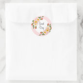 Goede dag Roze Rozen Bloemen Ronde Sticker (Tas)