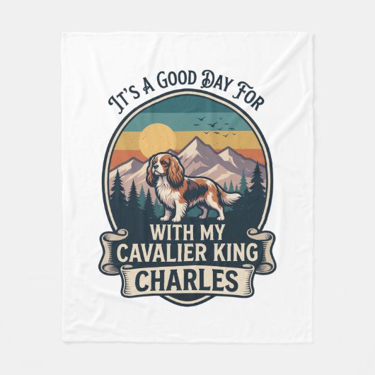 Goede Dag Wandelende Cavalier King Charles Hond Fleece Deken (Voorkant)