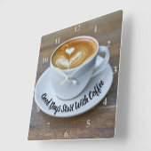 Goede dagen beginnen met de Koffiebeker Keukencita Vierkante Klok (Hoek)