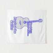 Goede dagen beginnen met gitaar spelen. Blauw. Wandkleed (Voorkant (horizontaal))