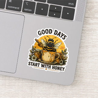 Goede Dagen Beginnen Met Honing | Mooie Bij Koffie Sticker
