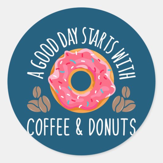 Goede dagen beginnen met koffie donuts caffeine ronde sticker (Voorkant)