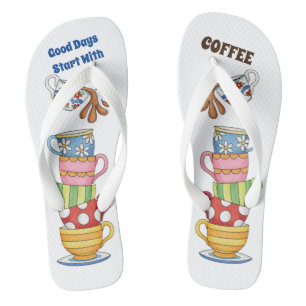 Goede dagen beginnen met koffie teenslippers