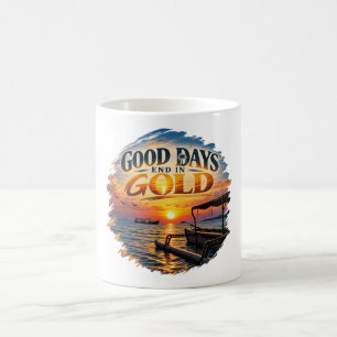 Goede Dagen Eindigen in Gouden Retro Gouden Zonson Koffiemok