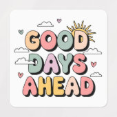 Goede dagen vooruit - Schattigee retro positieve q Labels (Design 1)