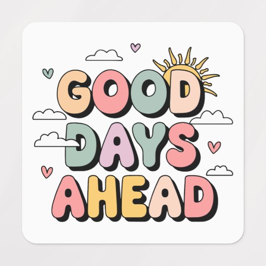 Goede dagen vooruit - Schattigee retro positieve q Labels (Design 1)