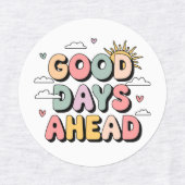 Goede dagen vooruit - Schattigee retro positieve q Labels (Design 1)