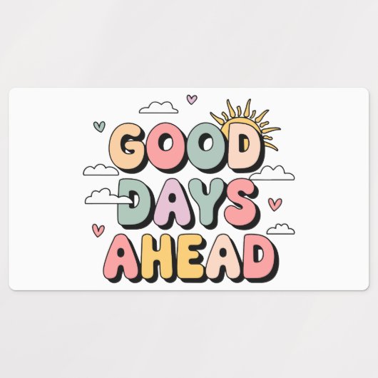 Goede dagen vooruit - Schattigee retro positieve q Labels (Design 2)