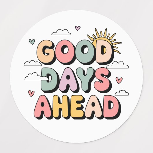 Goede dagen vooruit - Schattigee retro positieve q Labels (Design 1)