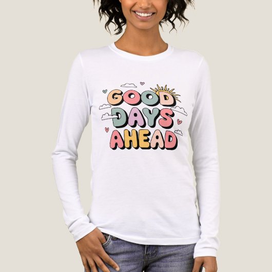 Goede dagen vooruit - Schattigee retro positieve q Tri-Blend Shirt (Voorkant volledig)