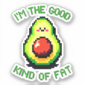 Goede dikke avocado - Grappig Pixel Art Food Desig Sticker (Voorkant)