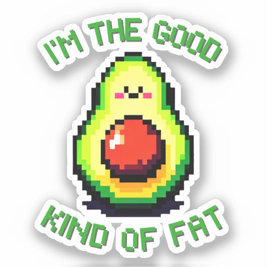 Goede dikke avocado - Grappig Pixel Art Food Desig Sticker (Voorkant)
