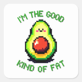 Goede dikke avocado - Grappig Pixel Art Food Desig Vierkante Sticker