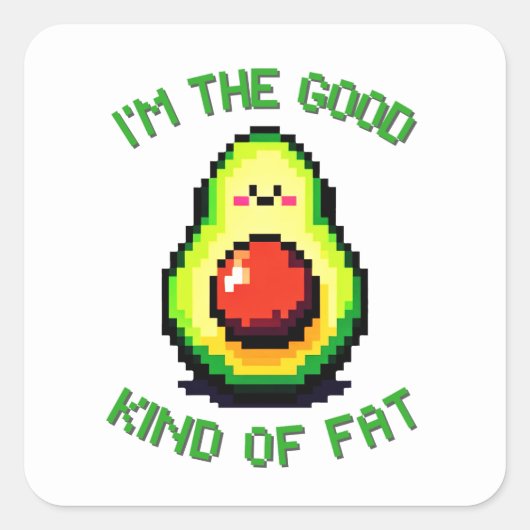 Goede dikke avocado - Grappig Pixel Art Food Desig Vierkante Sticker (Voorkant)