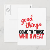 Goede dingen komen door Gym Quote te zweten Briefkaart (Voorkant / Achterkant)