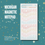 "Goede dingen komen eraan" Michigan Magnetisch Not Magnetisch Notitieblok<br><div class="desc">Houd uw geest hoog en uw taken georganiseerd met ons vrolijke "Goede Dingen komen eraan" Michigan Magnetisch Notitieblok! Dit prachtige notitieblok heeft een herhalend patroon van het woord "MICHIGAN" in een speels, golvend pastellettertype, versierd met een opbeurende boodschap aan de bovenkant. Perfect voor het noteren van boodschappenlijstjes, dagelijkse herinneringen of...</div>