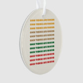 Goede dingen komen eraan, vakantieseizoen, retro ornament (voorkant)