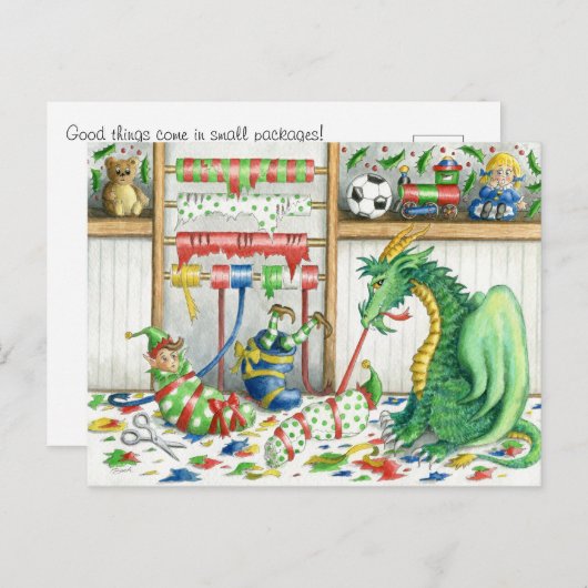 Goede dingen komen in kleine verpakkingen, briefka briefkaart (Voorkant / Achterkant)