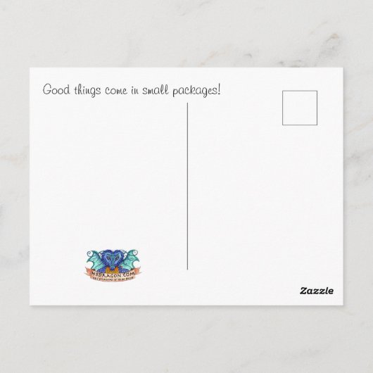 Goede dingen komen in kleine verpakkingen, briefka briefkaart