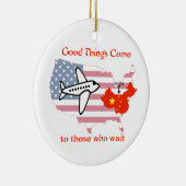 Goede dingen komen naar degenen die wachten op de keramisch ornament (Rechts)