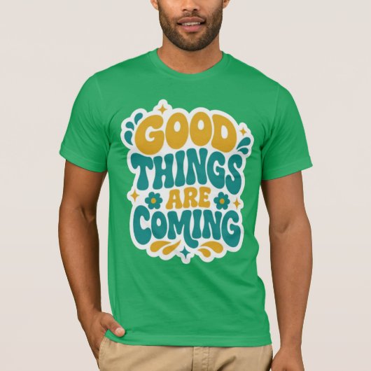 Goede Dingen Komen Retro Groovy Groen T-Shirt (Voorkant)