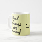 Goede dingen komen schattig positief koffiemok (Voorkant links)