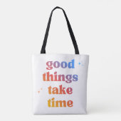 'Goede Dingen Kosten Tijd' Gradiënt Typografie  Tote Bag (Achterkant)