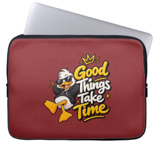 Goede Dingen Kosten Tijd Grappige Koele Eend T-Shi Laptop Sleeve