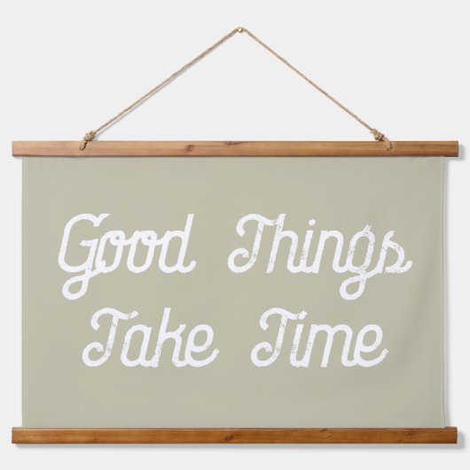 Goede dingen kosten tijd groen script canvas vlag hangend wandkleed (Voorkant)