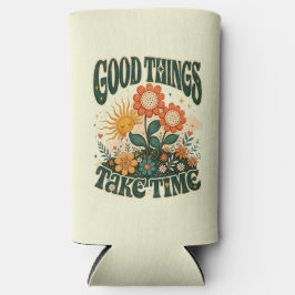Goede Dingen Kosten Tijd Retro Bloem Boho Seltzer Blikjeskoeler