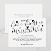 Goede Dingen Kosten Tijd Trouwdatum Uitgesteld Aankondiging (Voorkant / Achterkant)