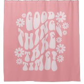 Goede dingen nemen de bloemen van de Tijdopnemer Douchegordijn (Voorkant)