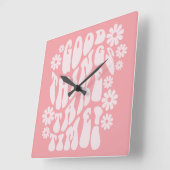 Goede dingen nemen de bloemen van de Tijdopnemer Vierkante Klok (Hoek)