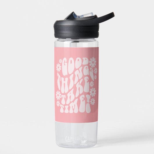 Goede dingen nemen de bloemen van de Tijdopnemer Waterfles (Links)