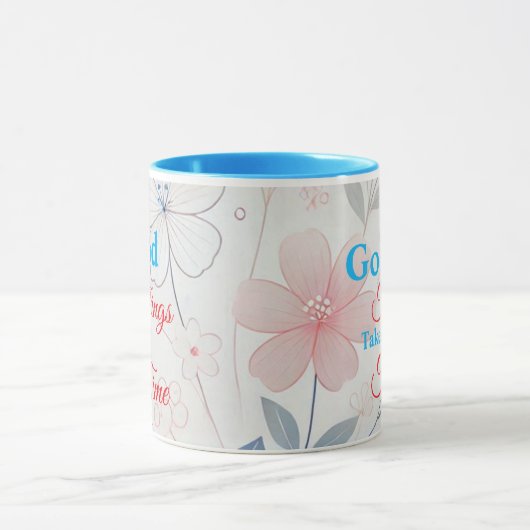 Goede dingen nemen de tijd Floral Design Coffee Mo Mok (Midden)