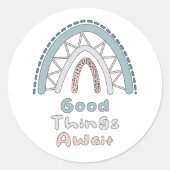 Goede dingen wachten op motivatie boho regenboog ronde sticker (Voorkant)