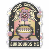 GOEDE ENERGIE OMRINGT ME BLOEMENVAAS STICKER (Voorkant)