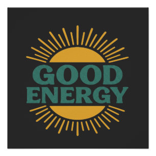 Goede Energie- Retro Zonne-uitbarsting Positieve V Perfect Poster