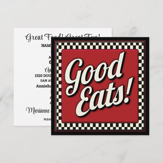 Goede Eten die Uitnodiging verzamelen (Voorkant / Achterkant)