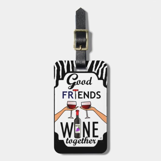 Goede Friends Wine Bagagelabel (Voorkant verticaal)