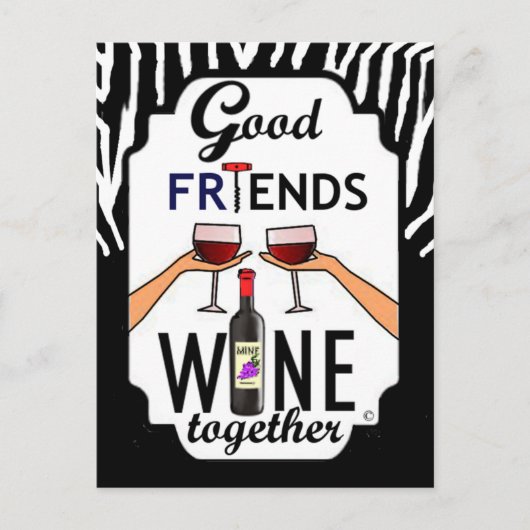 Goede Friends Wine Briefkaart (Voorkant)